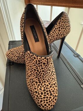 Ann Taylor Cheetah-Print Pointed Toe Stiletto Pumps - Tan/Black